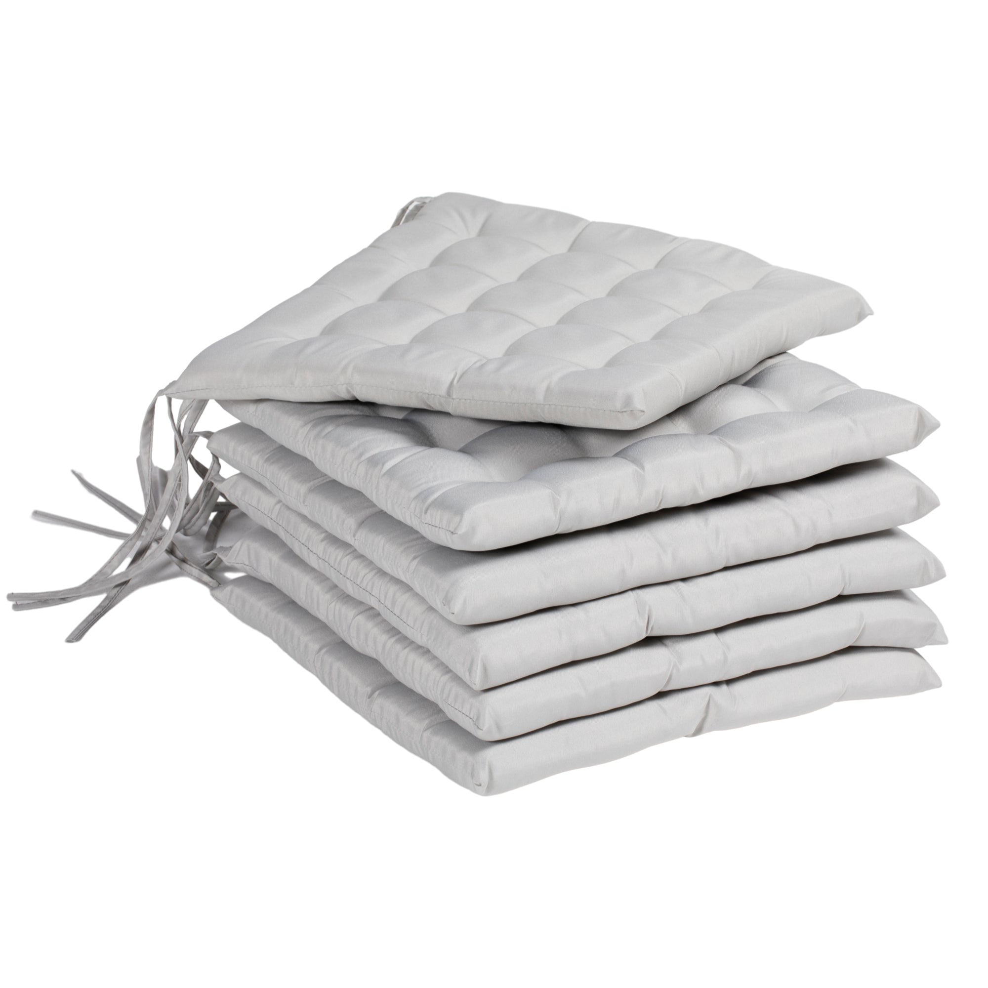 Outsunny Refined Relaxation: 6Pc Light Grey Button-Tufted Patio Chair Cushions Set with Ties, Indoor Outdoor Luxury