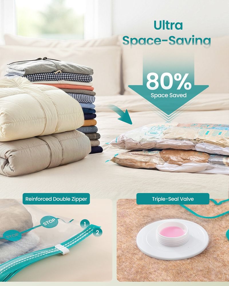 SONGMICS 9-Pack Vacuum Storage Bags with Rechargeable Electric Pump – Space-Saving Compression Bags for Clothes and Bedding