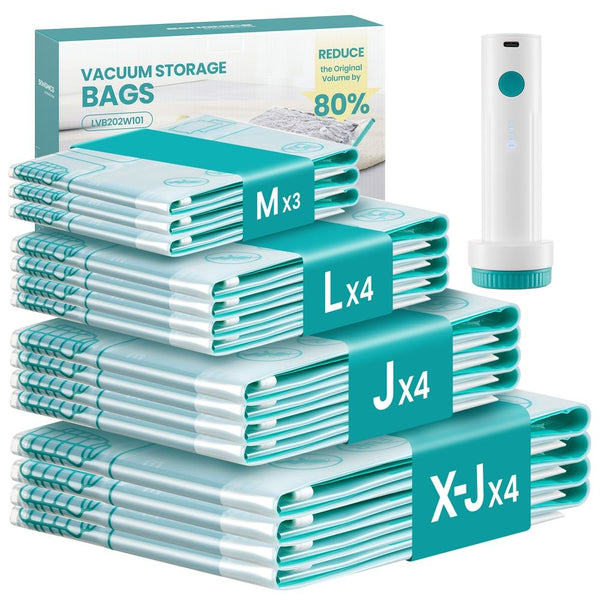 SONGMICS 15-Pack Vacuum Storage Bags with Rechargeable Electric Pump – Extra-Large Space-Saving Compression Bags
