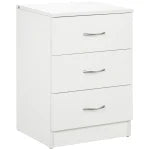 Bedside Table with 3 Drawers, Modern Wood Nightstand, Side Table with Anti-tipping Design for Bedroom, Set of 2, White