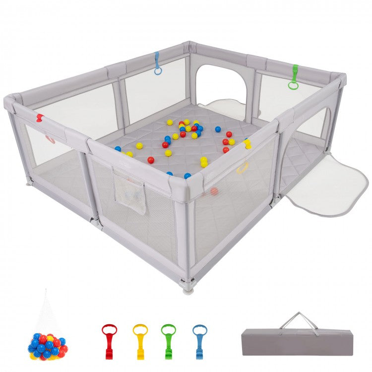 Large Baby Playpen with Pull Rings and Ocean Balls