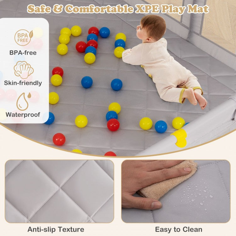Large Baby Playpen with Pull Rings and Ocean Balls