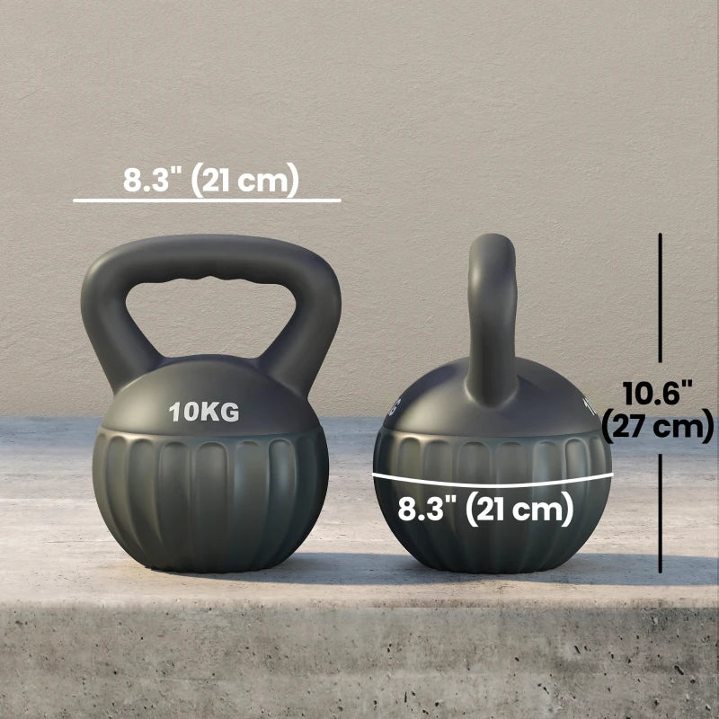 Soozier Kettlebell, 22 lbs Kettle Bell with Non-Slip Handle for Home Gym, Weight Lifting and Strength Training, Grey