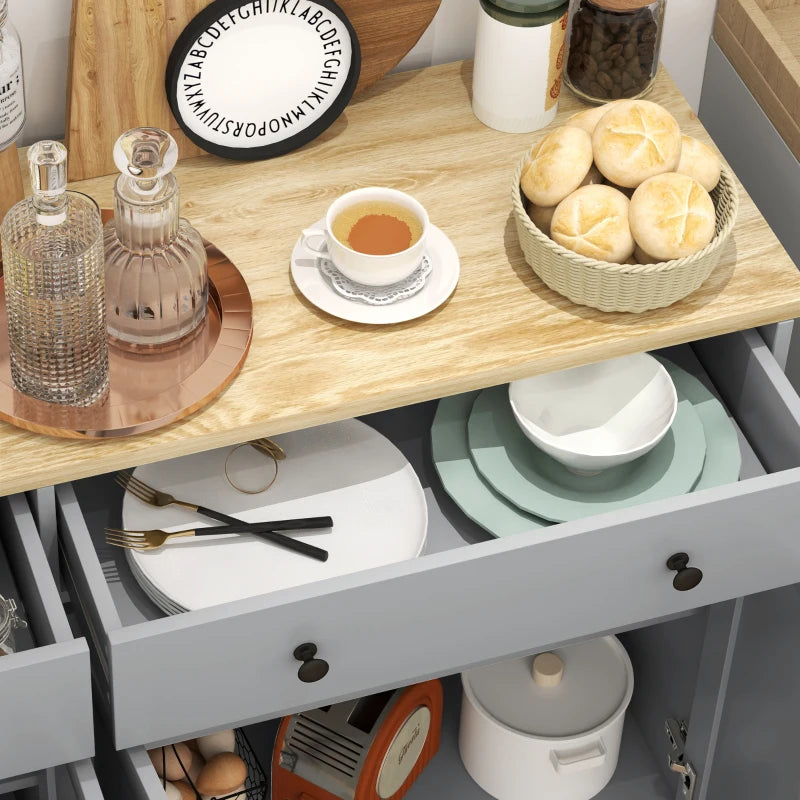 Modern Sideboard, Buffet Cabinet with Storage Drawers, Adjustable Shelves for Living Room, Dining Room, Entryway, Grey