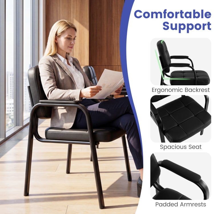 Leather Office Reception Chairs Waiting Room Guest Chairs Set of 4