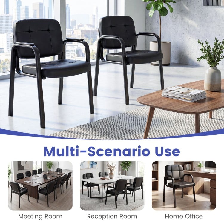Leather Office Reception Chairs Waiting Room Guest Chairs Set of 4