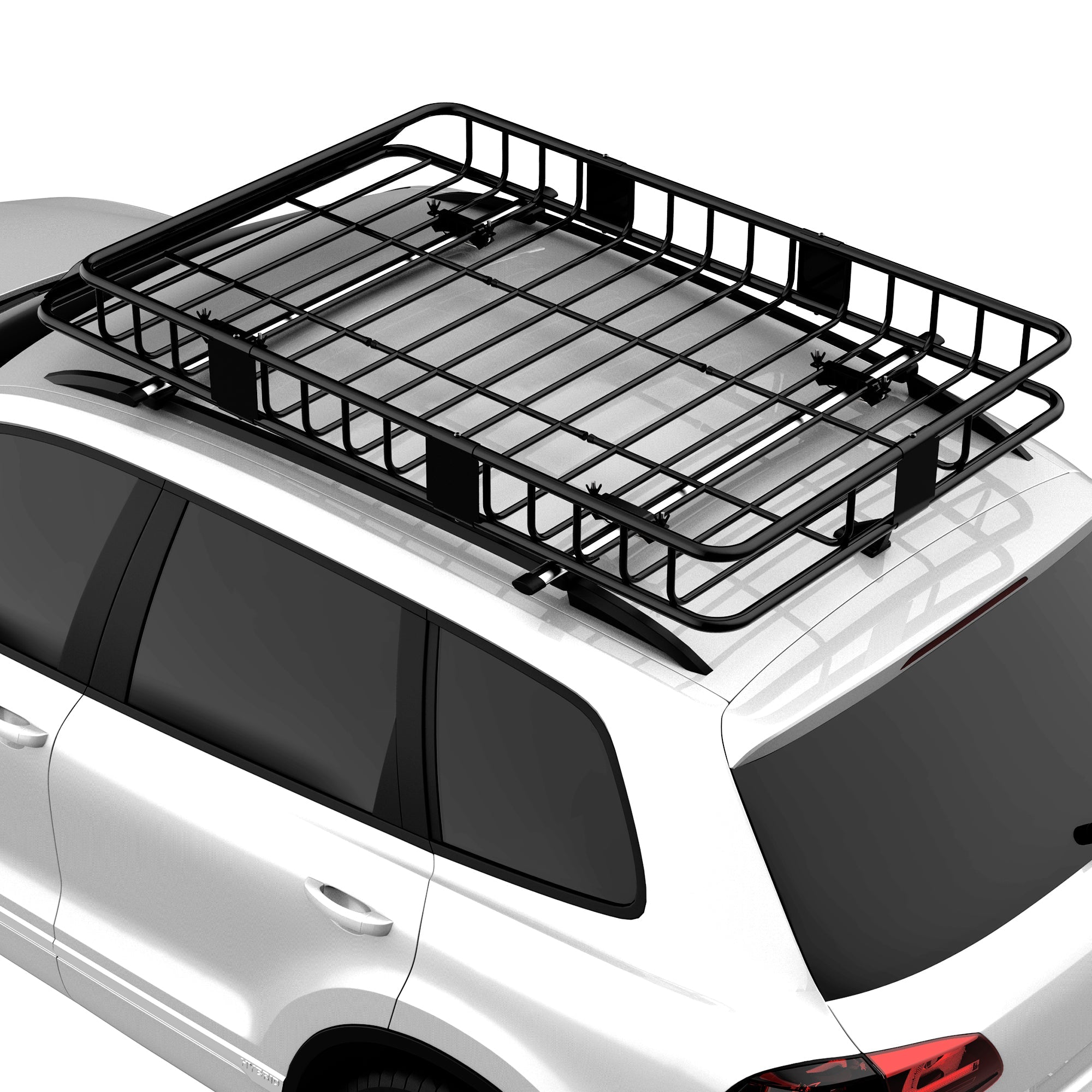 HOMCOM Adjustable 64"/43" x 39" Car Roof Rack Universal Rooftop Cargo Carrier with U-bolts 220 lbs Load Capacity