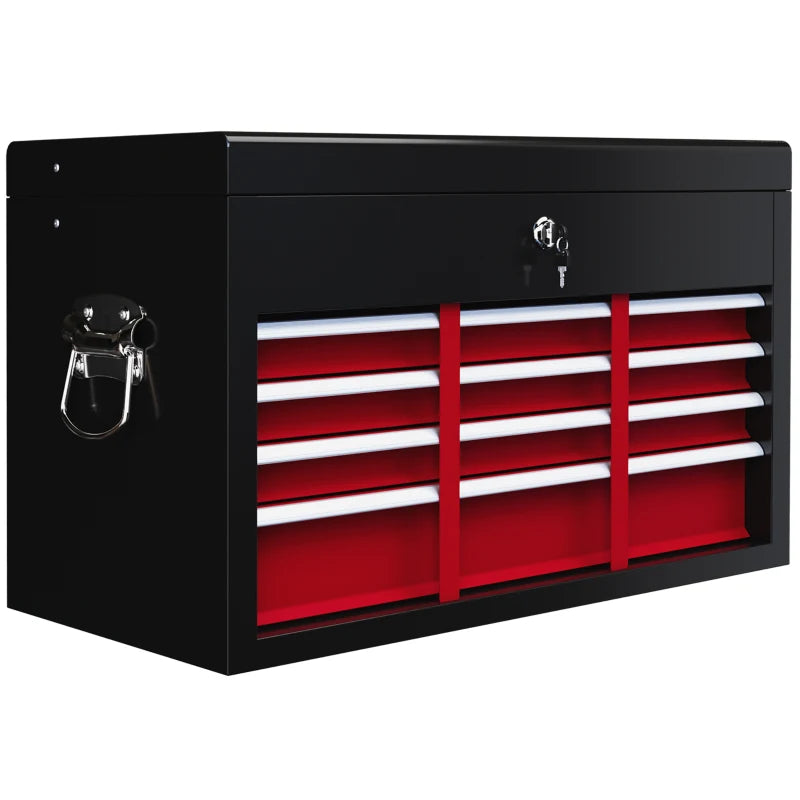 6 Drawer 24" Portable Tool Box with Top Case, Ball Bearing Slides, Metal Tool Chest for Garage, Household and Warehouse