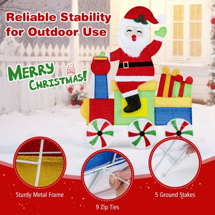 Lighted Santa on Train Christmas Decoration with LED Lights