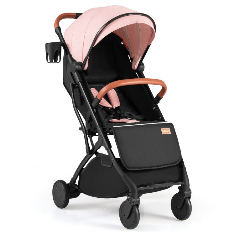 Lightweight Baby Travel Stroller with One-Hand Folding, Adjustable Recline, Footmuff, Storage Basket & 5-Point Safety Harness