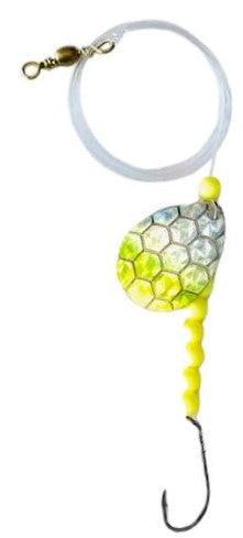 Single Hook Colorado Spinner – Lime Scale Blade Lure