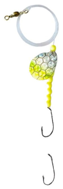 Double Hook Colorado Spinner – Lime Scale Blade Lure