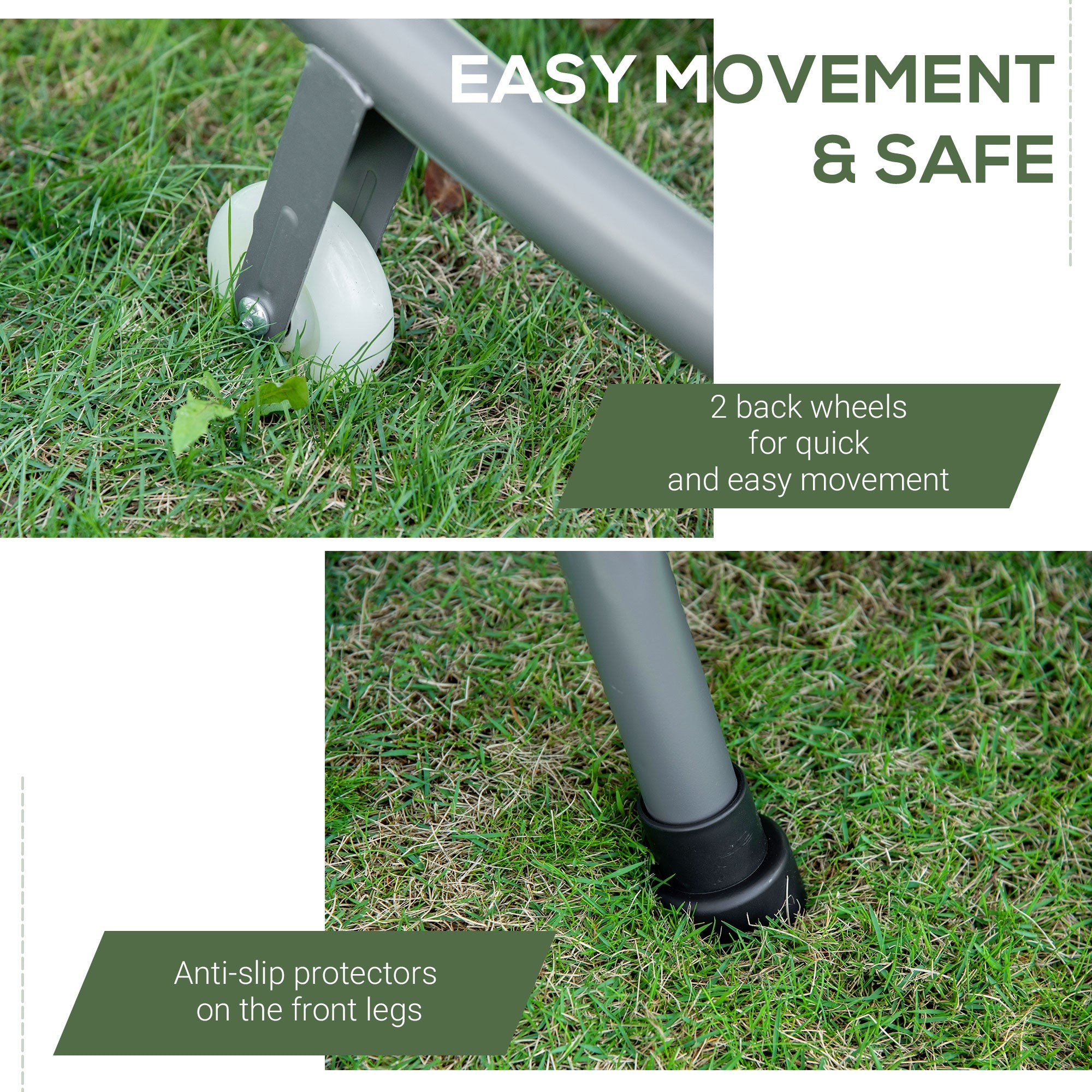 Outsunny Patio Double Chaise Outdoor Lounge Bed with Canopy and Headrest Pillow Cream White