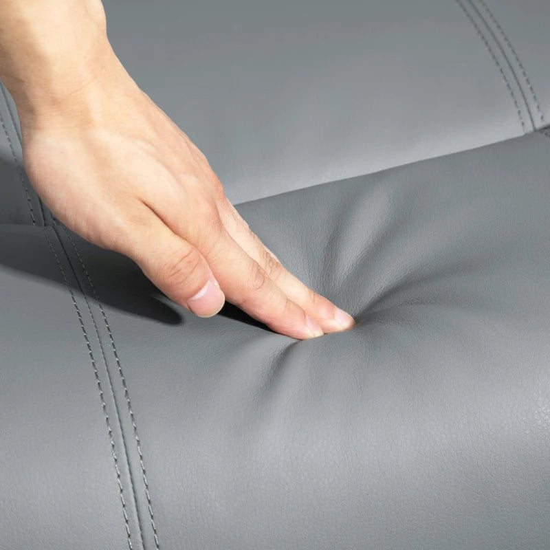 Massage Recliner Chair Leather Swivel Rocker Manual Reclining Chair with 8 Vibration Points, Cup Holders, Light Grey