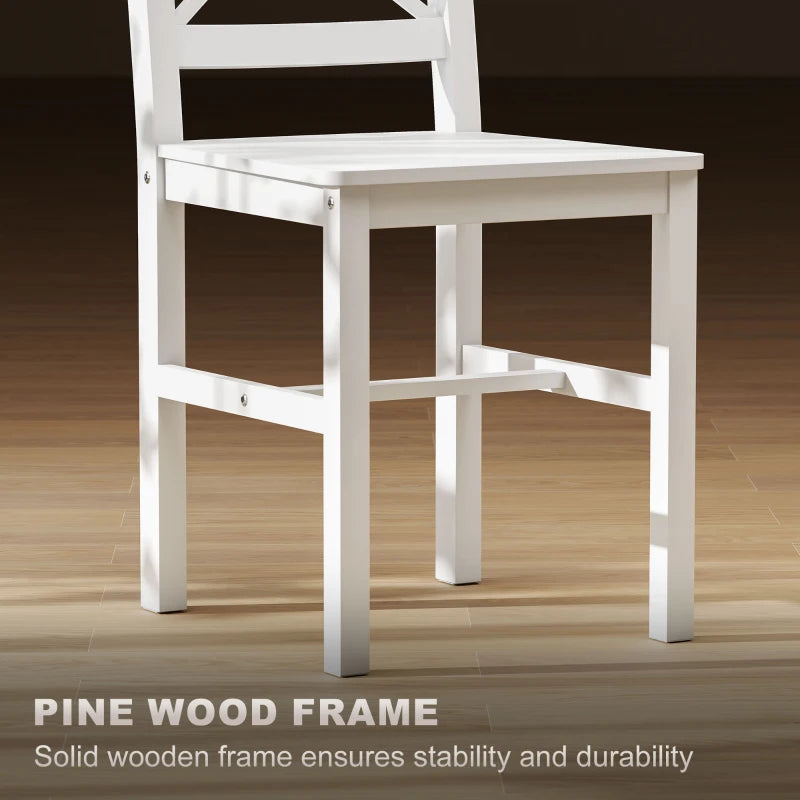 Wooden Dining Chairs Set of 2, Kitchen Chairs with Cross Back, Solid Structure for Living Room and Dining Room, White