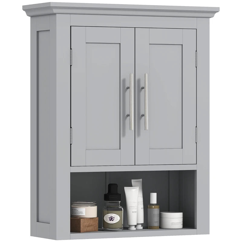 Bathroom Wall Cabinet, Medicine Cabinet, Toilet Storage Cabinet with Shelf for Living Room and Entryway, Grey