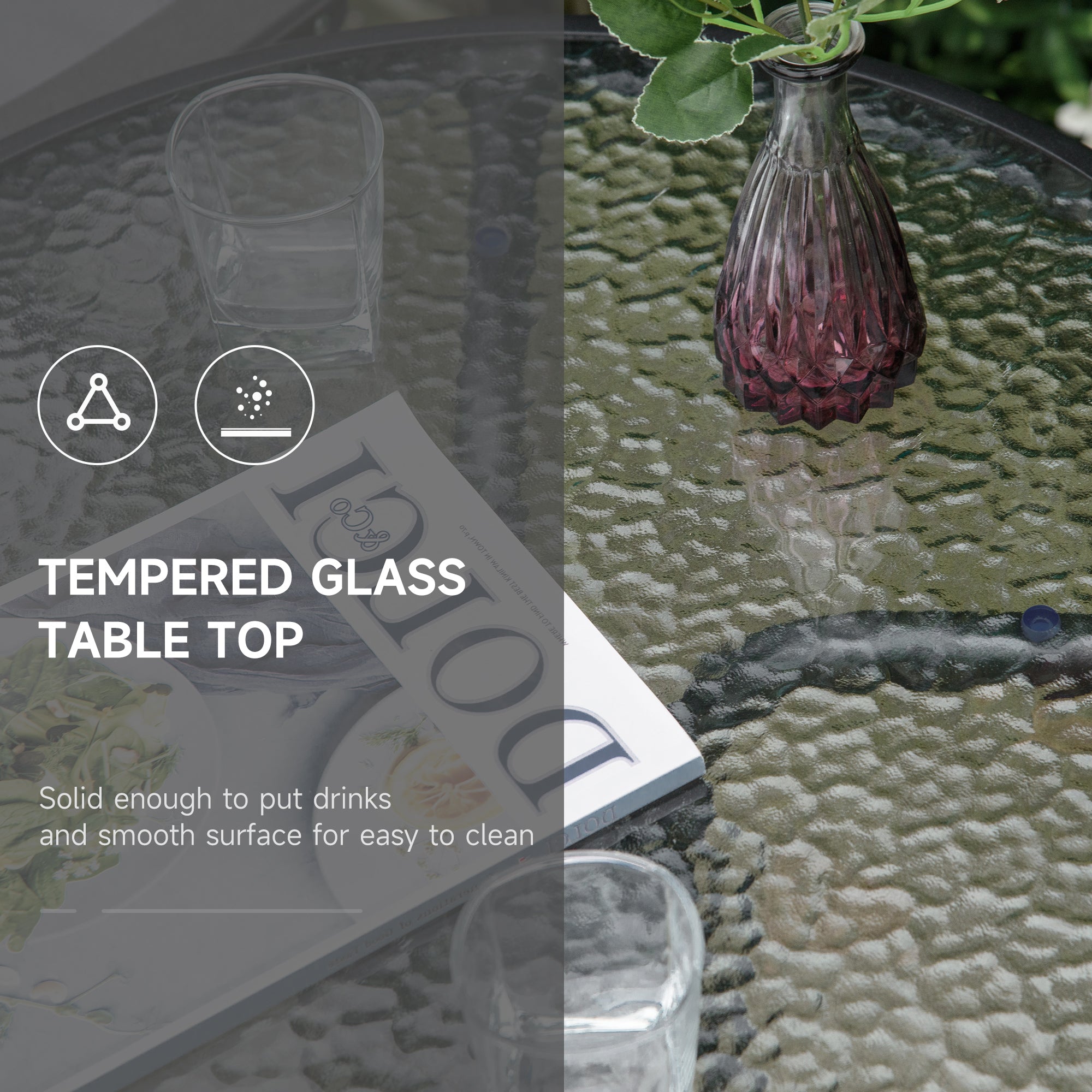 Outsunny Folding Outdoor Bistro Set, Patio Table and Chairs with Reclining Backrest and Round Dining Table, Grey