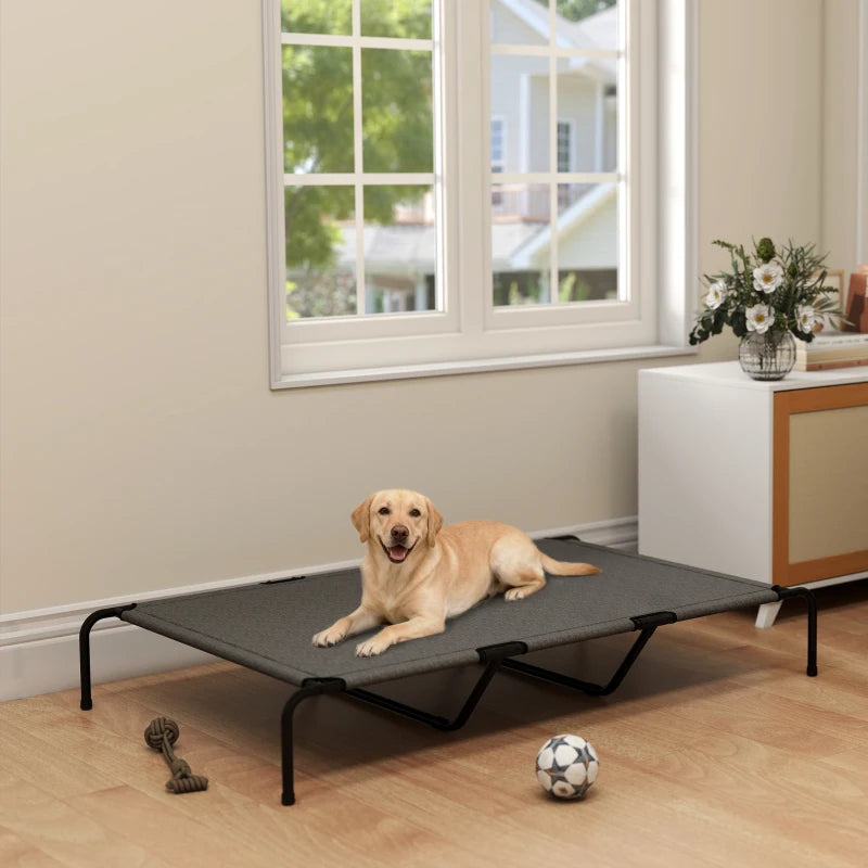 Elevated Dog Bed, Outdoor Dog Cot, Raised Dog Bed for Large Dogs with Breathable Mesh, Grey