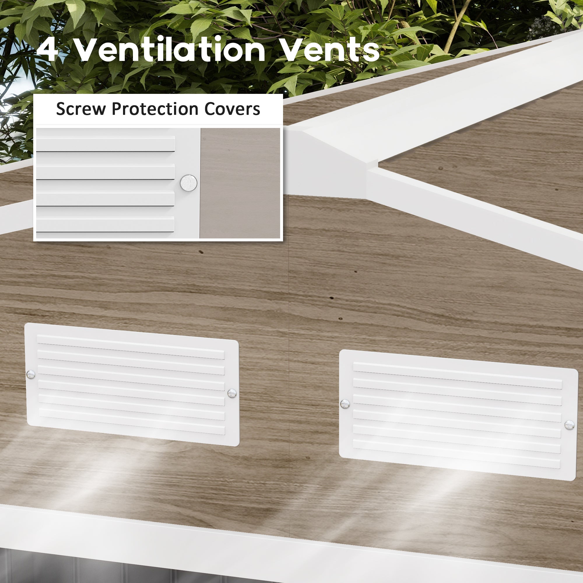 Outsunny 9.1'x6.4'x6.3' Garden Storage Shed w/ Floor Foundation Metal Tool Storage House w/ Double Doors Distressed Light Brown
