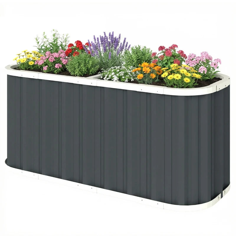 Galvanized Raised Garden Bed, Deep Rot Planter Box, Outdoor Garden Bed with Plant Labels, 5' x 2' x 2', Dark Grey