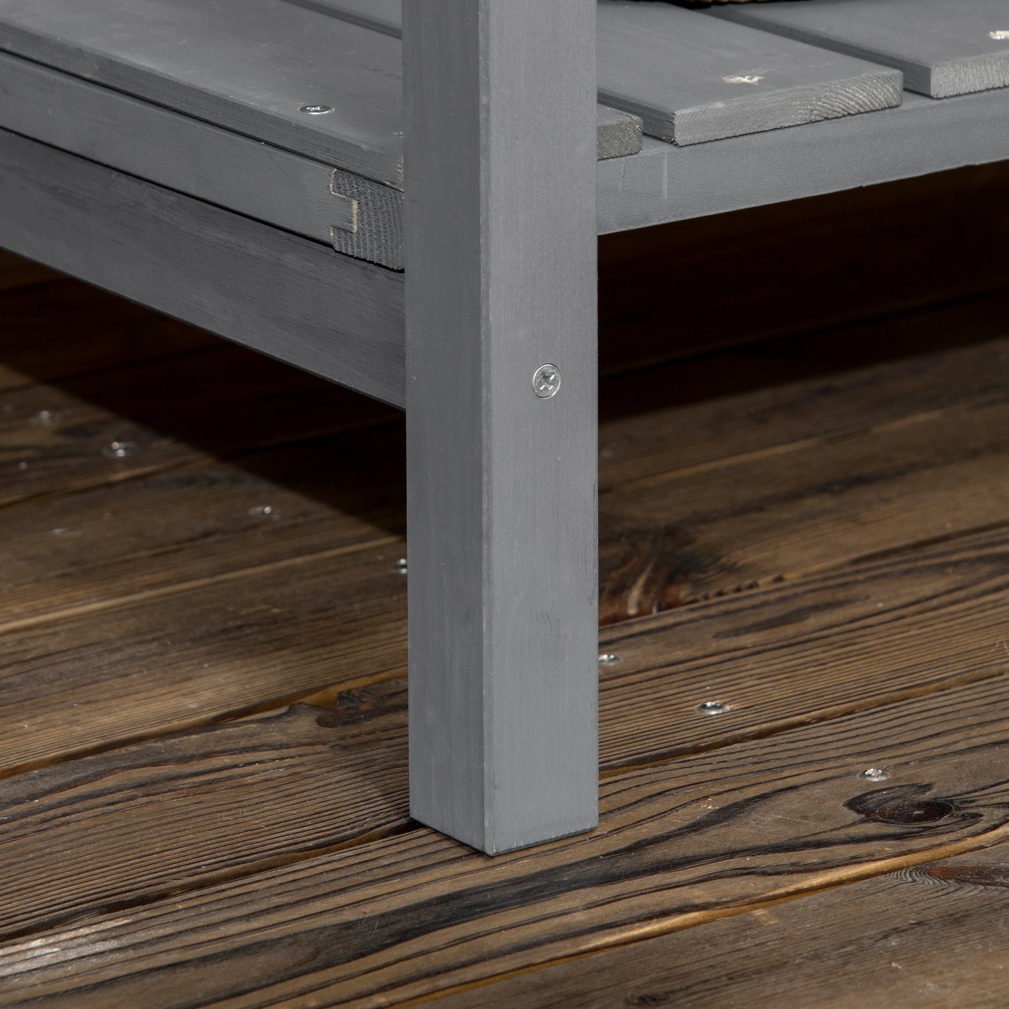 Outsunny 43.25" x 18" x 30" Raised Garden Bed, Wooden Plant Stand with 8 Grid Box, Storage Shelf for Outdoor, Dark Grey