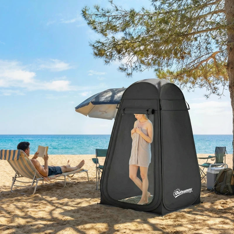 Pop Up Shower Tent, Portable Privacy Room for Outdoor Changing, Dressing, Fishing Storage with Carrying Bag, Black
