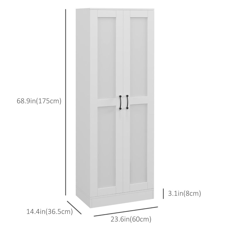 69" Pantry Cabinet with Storage, Kitchen Pantry Storage Cabinet with Soft Close Doors and Adjustable Shelves, White