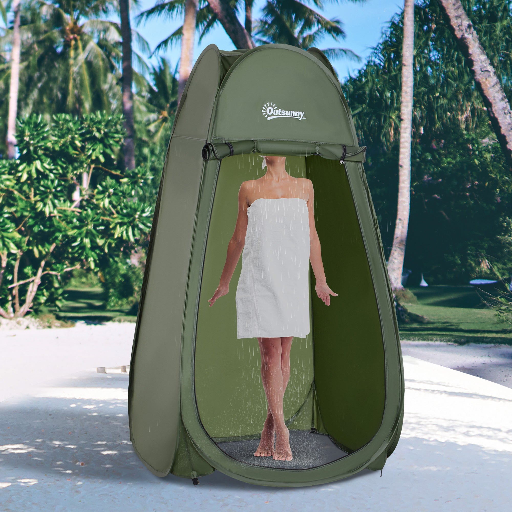 Outsunny Portable Pop Up Camping Shower Tent Dressing Changing Privacy Shelter Green