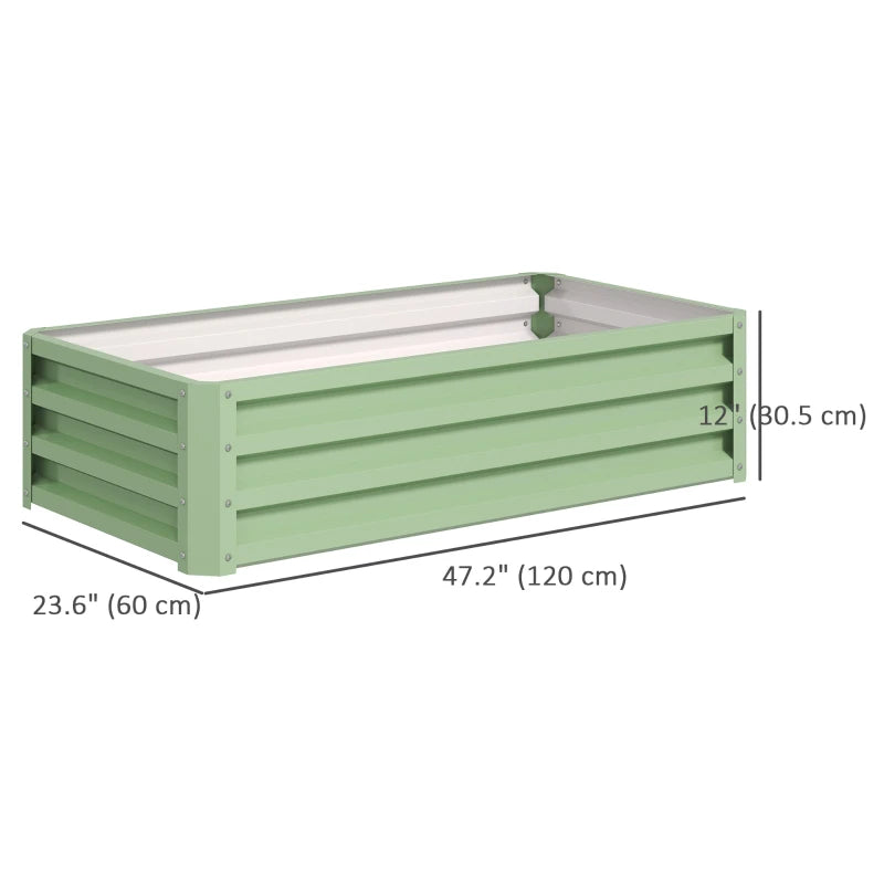 Galvanized Raised Garden Bed, Outdoor Planter Box for Vegetables, Flowers, Herbs, 4' x 2' x 1', Light Green