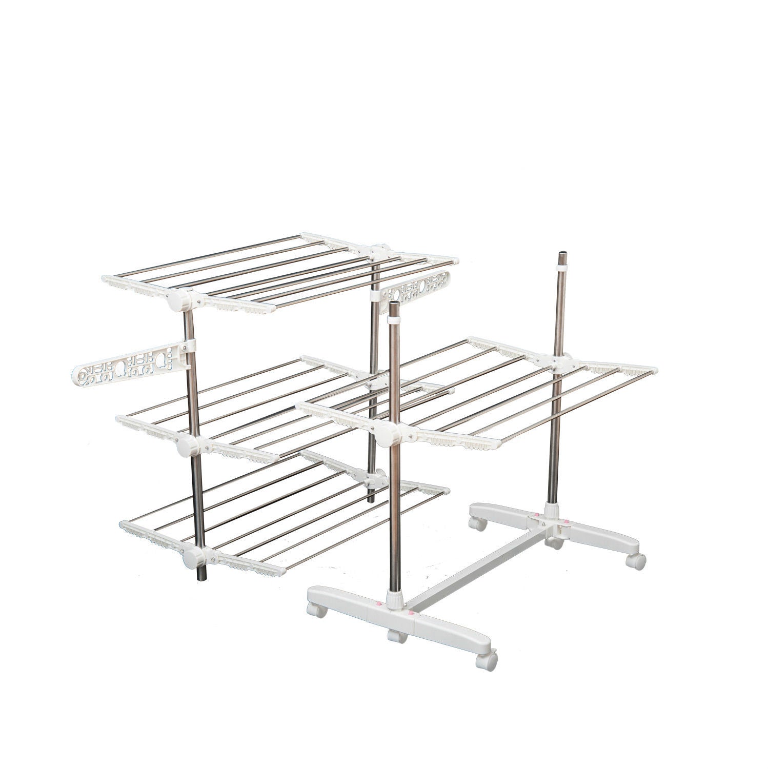 Homcom Stainless Steel Clothes Drying Rack Laundry Hanging Rack Portable Rolling Foldable Clothes Towel Holder With 4 Layers