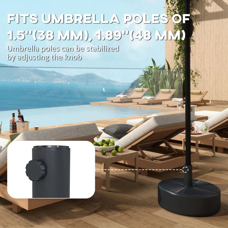 Patio Umbrella Base with Handle Outdoor Umbrella Stand Holder for 1.5" and 1.9" Poles Black