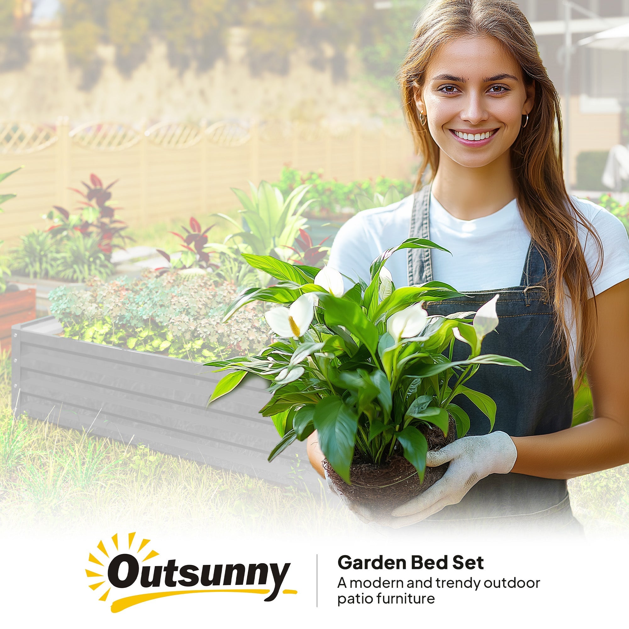 Outsunny 4'x4' Galvanized Steel Raised Bed: For Outdoor Veggies, Flowers & Herbs in Light Grey