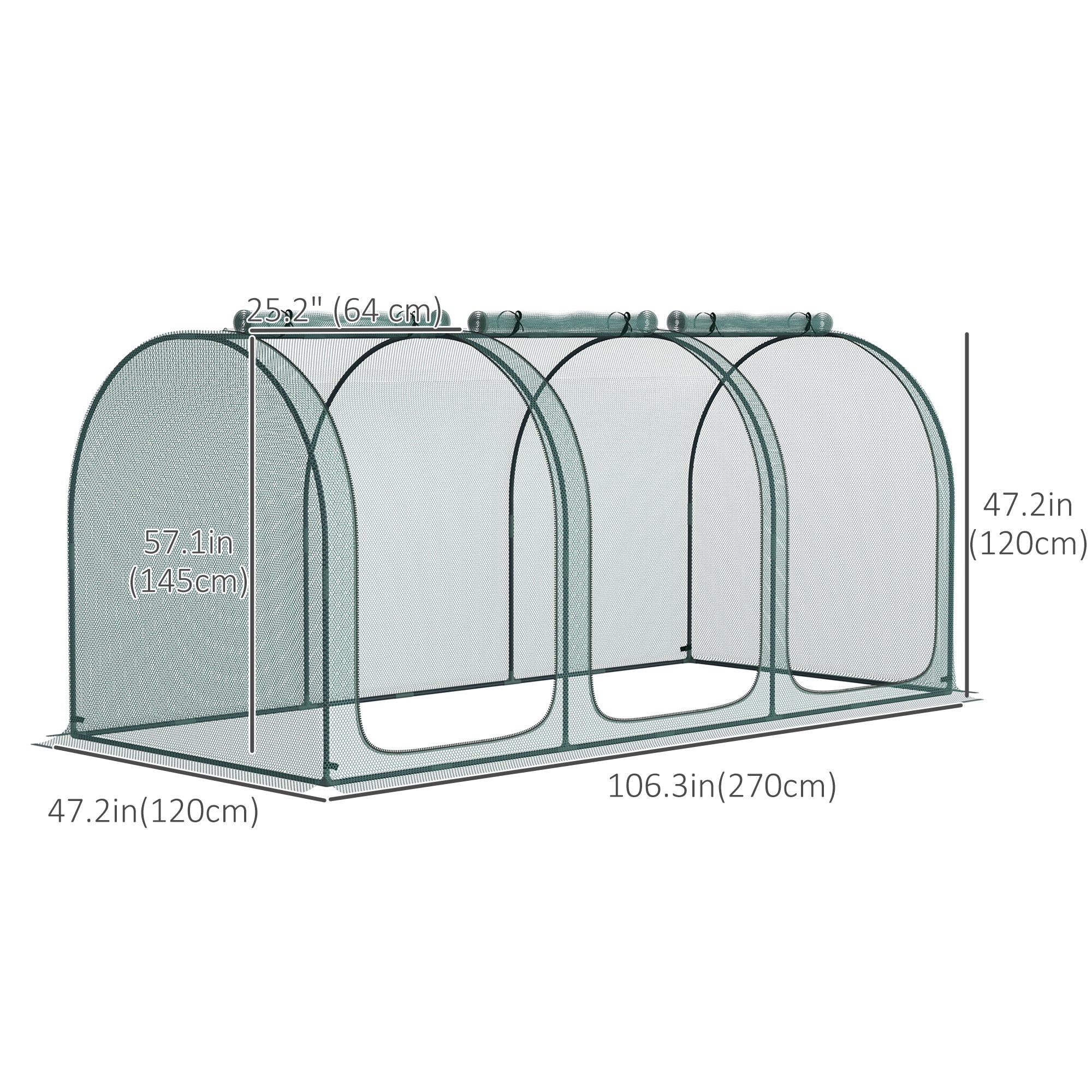 Outsunny 9'x4' Green Crop Cage - Garden Protector with Zippered Access, Sturdy Design for Yard, Lawn