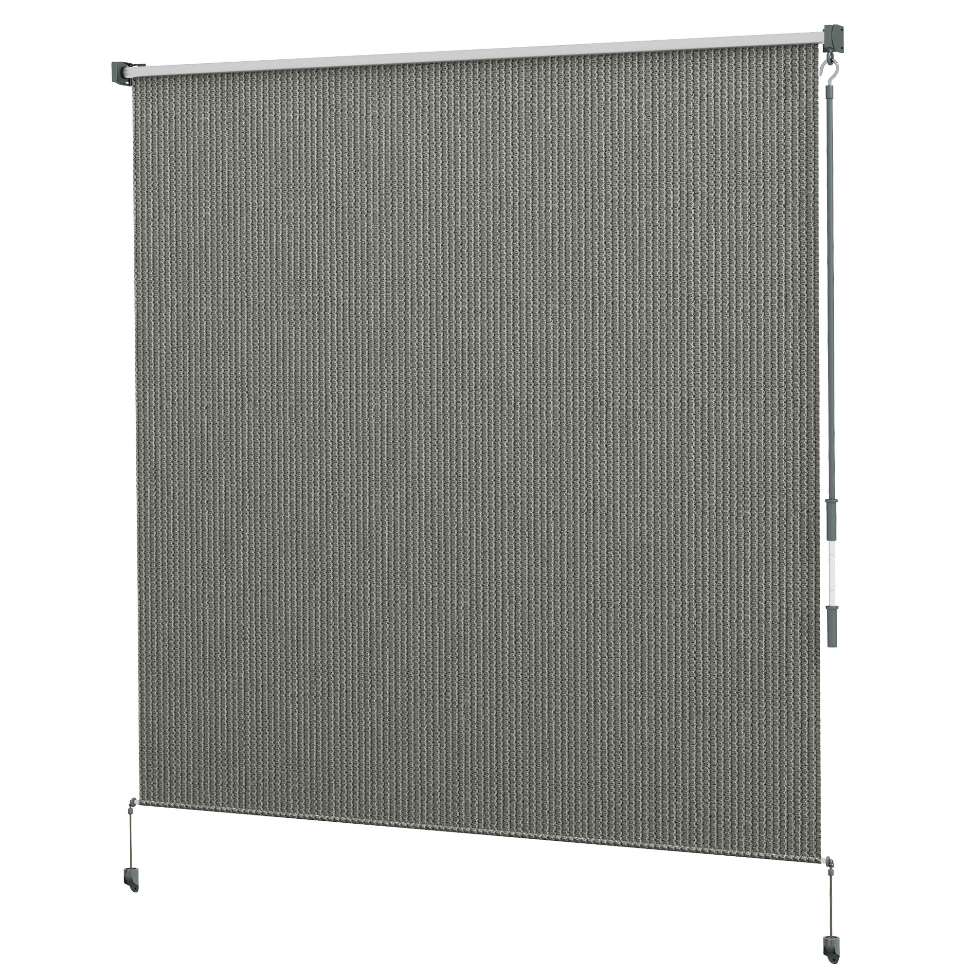 Outsunny 6' x 6' Patio Door Blinds, Outdoor Roller Shades, Cordless Roll Up Shade for Porch Gazebo, Dark Grey