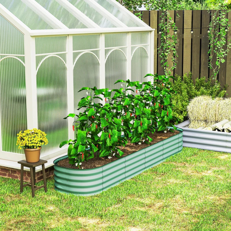 7.9 x 2 x 1ft Galvanized Raised Garden Bed Kit, Metal Planter Box with Safety Edging, Green