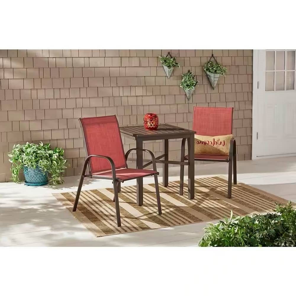 Set of 2 - Outdoor Dining Patio Chairs in Pepper Red - Free Shipping
