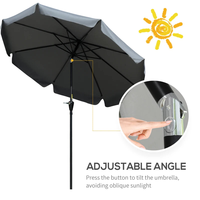 8.5 ft Outdoor Market Table Umbrella, Round Patio Umbrella with Tilt and Crank for Garden, Backyard, Deck, Dark Grey