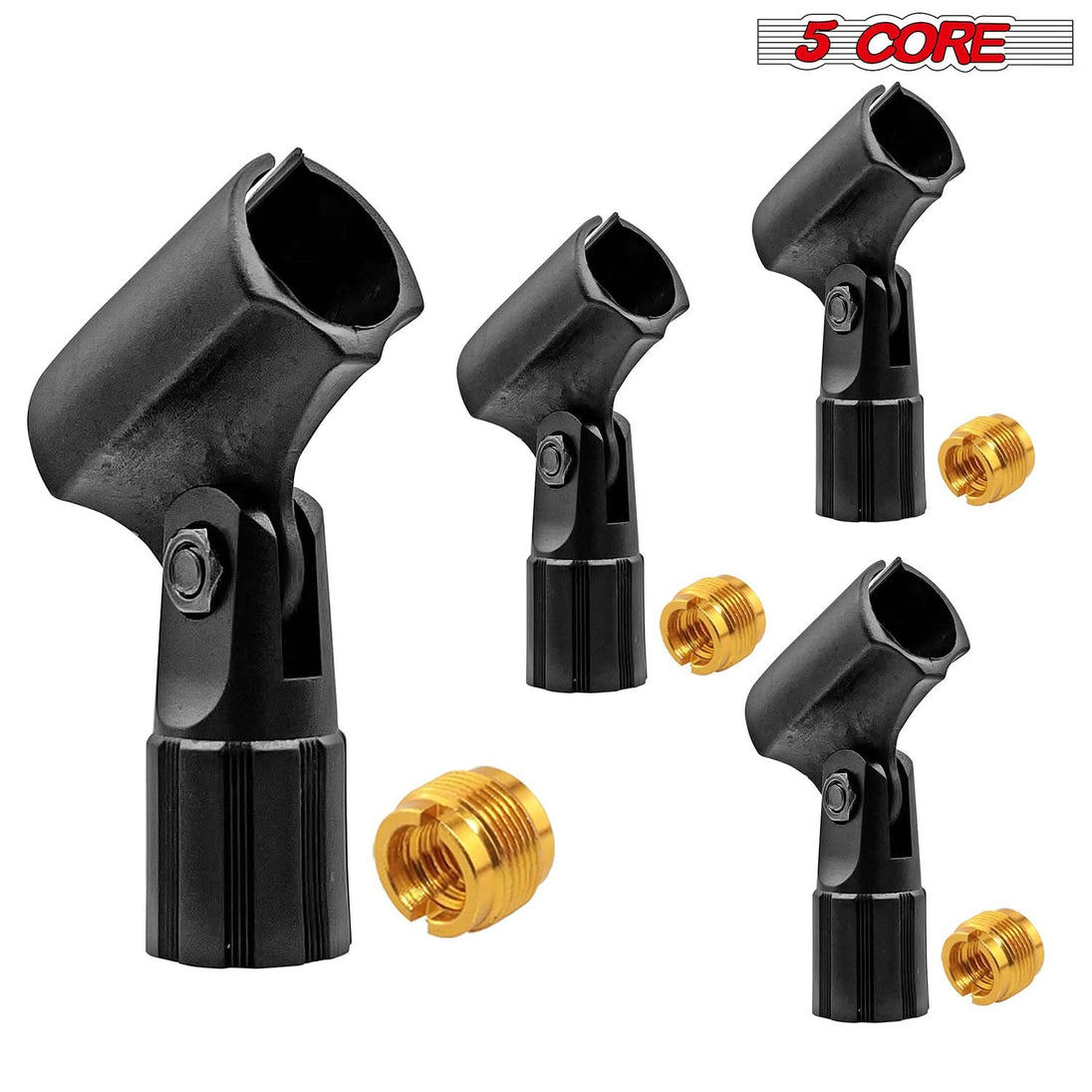 5Core Microphone Clip Holder – 4-Piece Set with 5/8 to 3/8 Inch Screw Adapters