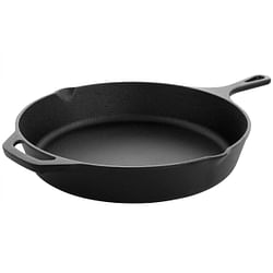 MegaChef 12 Inch Round Preseasoned Cast Iron Frying Pan in Black - Free Shipping