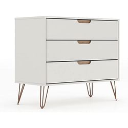 Modern Bedroom Scandinavian Style 3-Drawer Dresser in Off-White Natural Finish - Free Shipping