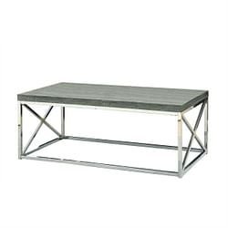 Modern Coffee Table with Chrome Metal Frame and Dark Taupe Wood Top - Free Shipping