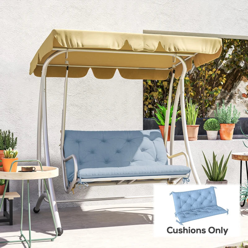 Garden Bench Cushion with Backrest, Non-Slip 2 Seater Soft Pad with Ties, Blue