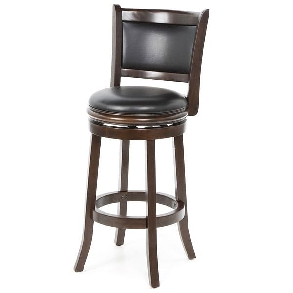 Cappuccino 29-inch Swivel Barstool with Faux Leather Cushion Seat - Free Shipping
