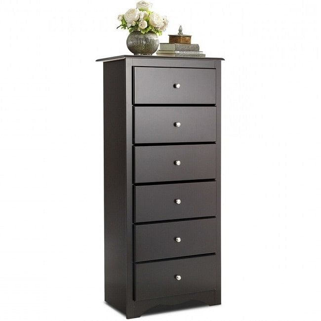 Modern Espresso 6 Drawer Tall Wood Dresser Chest - Free Shipping