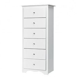 Modern White 6 Drawer Tall Wood Dresser Chest - Free Shipping