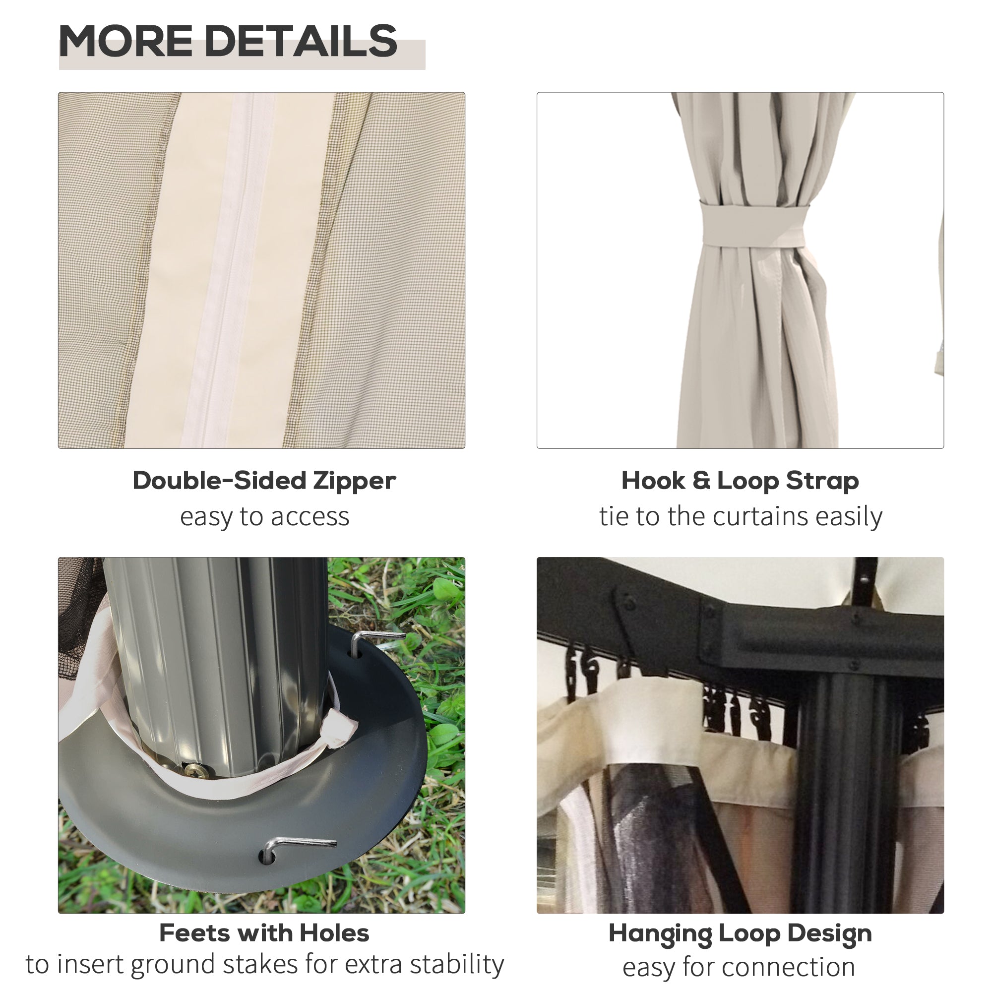 Outsunny 10' x 10' Outdoor Patio Gazebo Double Soft-top Garden Shelter Tent with Polyester Curtains, & Mesh Screen Drapes, Cream