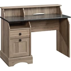 Rustic Oak Slat Top Computer Desk w/ Filing Cabinet - Free Shipping