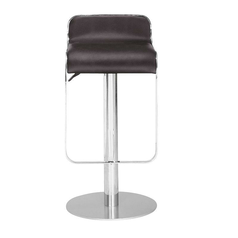 Modern Bar Stool with Espresso Brown Faux Leather Swivel Seat - Free Shipping