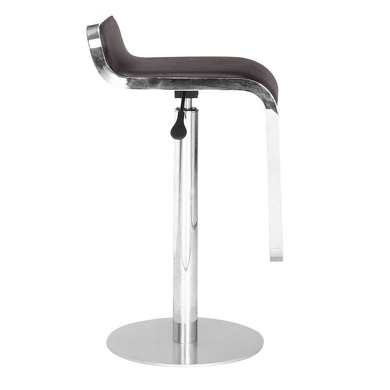 Modern Bar Stool with Espresso Brown Faux Leather Swivel Seat - Free Shipping