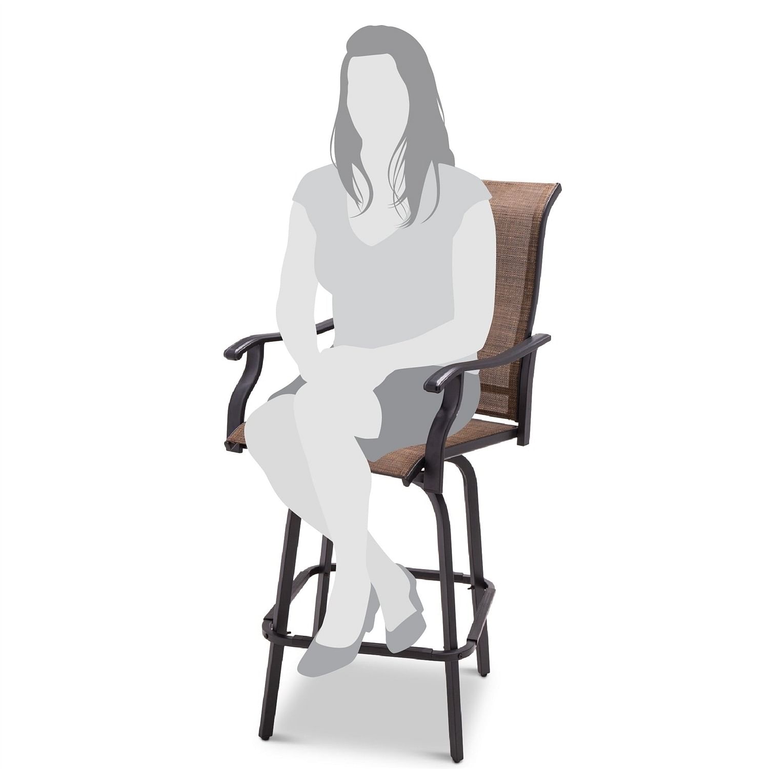 Set of 2 Brown All-Weather Mesh Swivel Barstools - Free Shipping